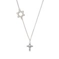 thumbnail image 1 of Scroll Cross with Clear Crystal Delicate Star of David Necklace, 1 of 1
