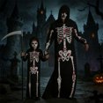 thumbnail image 4 of Skeleton Grim Reaper, Costume Matching Family, Skeleton Grim Reaper Costume Matching Family Set Hooded Robe Bloody Bone Print Halloween Outfit for Halloween Party, Set Hooded Robe Bloody, 10 Years, 4 of 9
