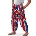 thumbnail image 2 of DISNIMO English Flag Butterfly Long Bloomer Pants Boys Harem Bloomers for Kids Harem Pants Soft Baggy Pants for Boys 13-16 Beach Pants for Boys Long Trousers Pants for Boys High Waisted Pants, 2 of 7