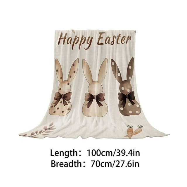 Yhsdtq,Fresh Designs,Happy Easter Throw Blanket, Soft Warm Rabbit Eggs Design, 90x120 Inches, Couch Sofa Bed Decor, For Home Living, Durable Cotton Fabric, Spring Season, Family Room Decoration