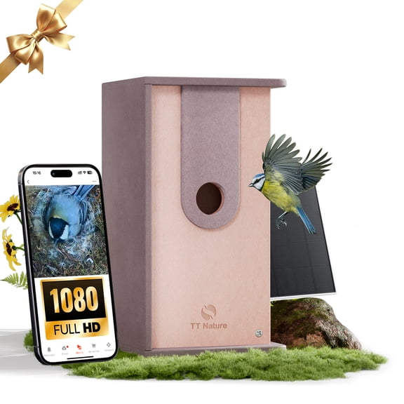 TT Nature Bird Houses with Camera Solar Powered, AI Live View HDPE Bird Feeder with Camera, Perfect Viewing Bird Nesting and Hatching, Bird House Camera, Gift for Bird Lovers
