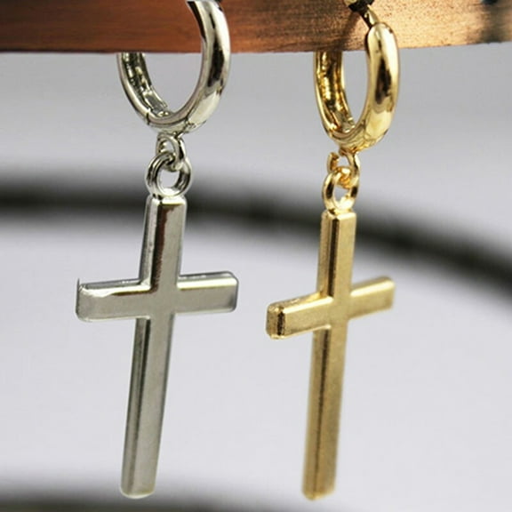 Jiaroswwei Earrings Exquisite Fadeless Alloy Smooth Surface Cross Shape Women Jewelry for Party