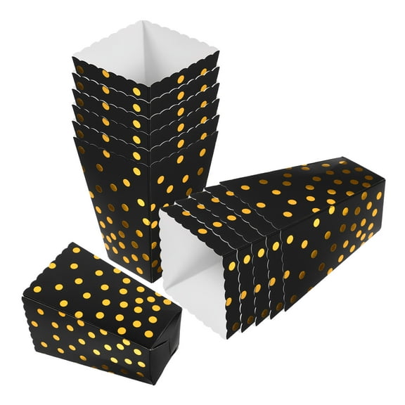 Raindrops Black Paper Popcorn Boxes for Party Decorations and Movie Night Storage Small Size