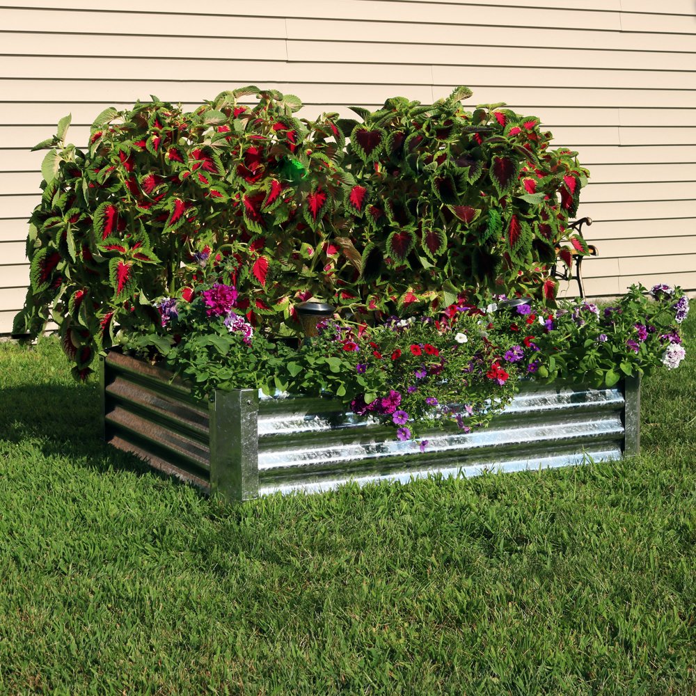 Sunnydaze Raised Garden Bed Kit Galvanized Steel Multiple Options