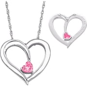 Personalized Planet Daughter's Birthstone Sentiment Sterling Silver Heart Pendant, 20"