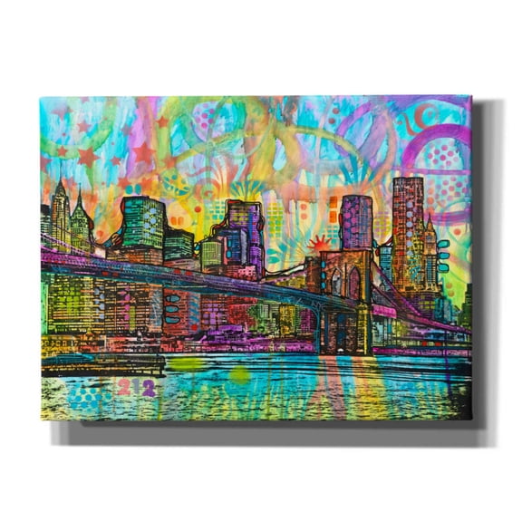 Epic Graffiti 'NYC-Brooklyn Bridge' by Dean Russo, Canvas Wall Art, 16"x12"