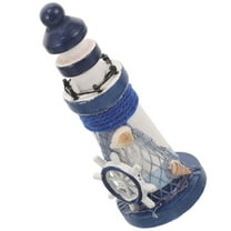 USHOBE 1 Pc Lighthouse Figurine Nautical Boat Ornament Wooden Tabletop Sculpture 11.8*2*2in