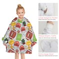 thumbnail image 6 of Gray Football Elements Pattern Blanket Hoodies for Kids 6-13YR Oversize Wearable Blanket Hoodies for Boys Girls Teens, 6 of 7
