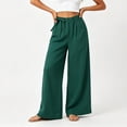 thumbnail image 2 of Khunlpohl Cotton Linen Pants for Womens Wide Legs Elastic Waist Palazzo Casual Pant Tied Loose Trendy Trousers with Pockets, 2 of 7