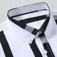 thumbnail image 4 of DDAPJ pyju Men's Striped Button Down Shirts Slim Fit Long Sleeve Casual Business Shirts Wrinkle Free Formal Dress Shirt with Pocket White XXXL, 4 of 5
