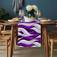 thumbnail image 2 of Purple White Moire Table Runner - 108 Inch Long, Kitchen Dining Table Runner Dresser Scarves, Modern Abstract Art Farmhouse Decor for Coffee Tables Wedding Party Banquet, 2 of 8