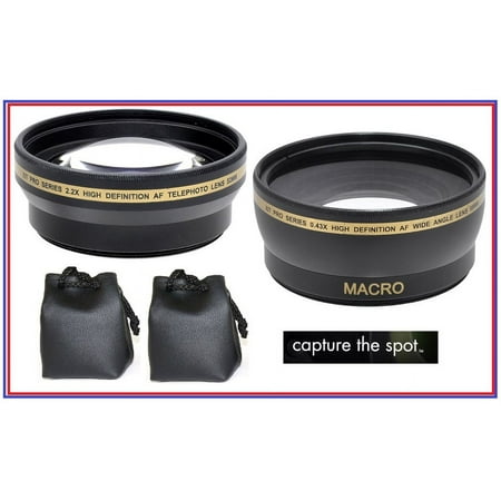 2-Pc Pro Hi Def Telephoto & Wide Angle Lens Kit for Canon EOS Rebel SL3 (58mm Compatible)
