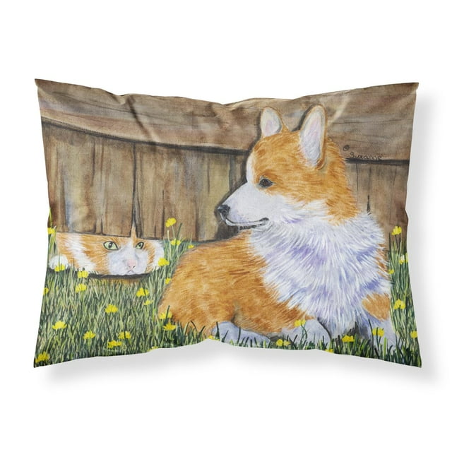 ""Caroline'S Treasures Ss8213Pillowcase Corgi Funda De Almohada Estándar De Tela Que Absorbe La Humedad, Grande, Multicolor""