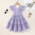 thumbnail image 5 of GJSYRH Toddler Girls Dress Ruffle Sleeveless Tiered Swing Twirly Dresses Cute Summer Beach Sundress with Pocket Purple 4-5 Years, 5 of 5