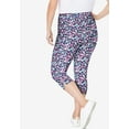 thumbnail image 2 of Woman Within Plus Size Stretch-Cotton Knit Pull-On Printed Capri Leggings, 2 of 4
