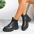 thumbnail image 5 of XUNKUSGA Women's Ankle Boots Low Heel Round Toe Women's Shoes comfortable Chunky Sole Leather Boots for Women with Elastic and Non-Slip Sole Black, 5 of 9
