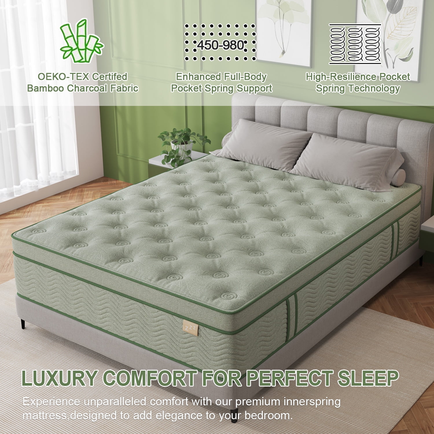 Viscountess Queen Mattress 10 inch with Gel Memory Foam Medium Firm Euro Top Hybrid Mattress Queen Size in a Box,Adult