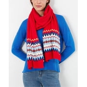 Joules Womens Shetland Red Fairisle Wool Scarf, One Size