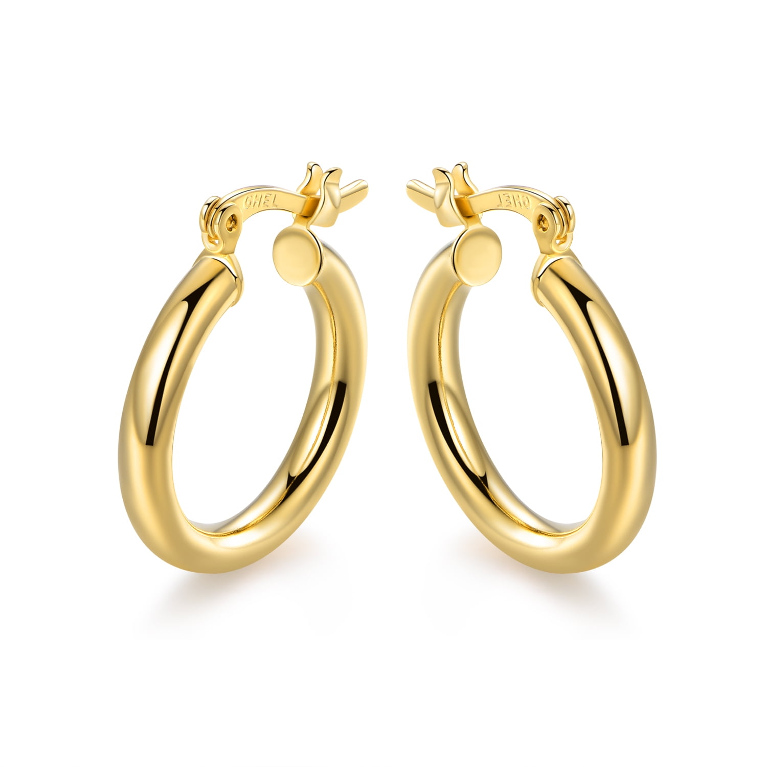 Gold Plated 15mm Hollow Hoop Earrings