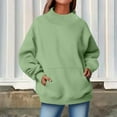 thumbnail image 4 of yardsong Women's Oversized Mock Turtleneck Sweatshirt - Fall Solid Color Long Sleeve Pockets Mint Green,XXL, 4 of 8