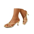 thumbnail image 3 of Women's Square Toe Strappy Thong Heeled Sandals - Comfortable -On Dress & Beach Sandals, 3 of 5