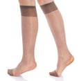 thumbnail image 5 of M.O.S Sheer Breathable Knee High Socks for Women, 15 Denier, Stay-Up Band, Mink, 3 Pairs, 5 of 5