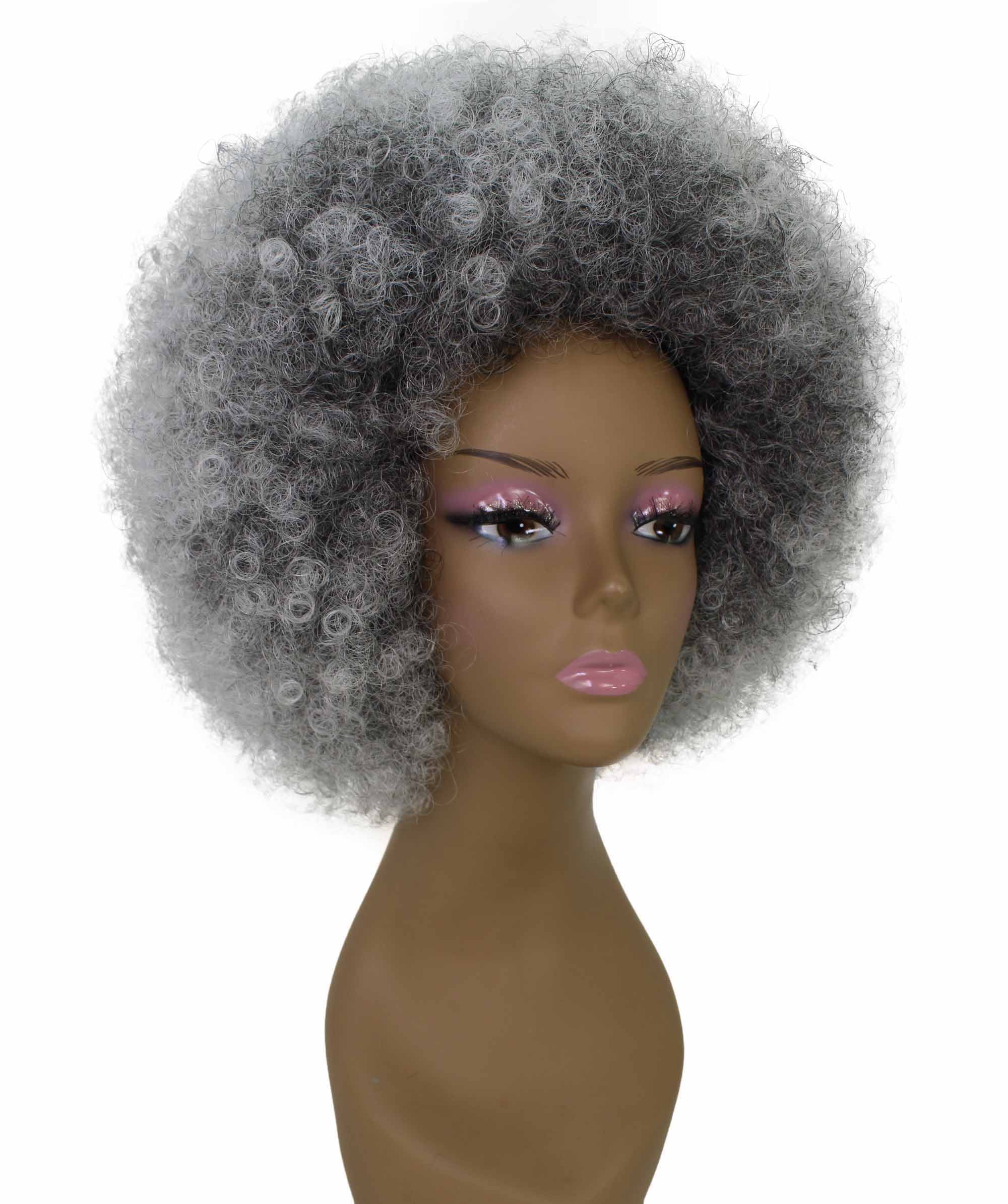 LUXLUXE Taylor 14" Curly Full Cap Synthetic Wig, Heat-Resistant Fiber Charcoal Mixed Gray Hair for Party & Daily Wear