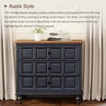 thumbnail image 3 of COZAYH Retro 3 Drawer Dresser with Plaid Pattern Front, Rustic Nightstand with Storage Chest for Bedroom, Living Room, Pine Wood, Aluminum Handle, Natural Wood, Dark Blue, 3 of 8