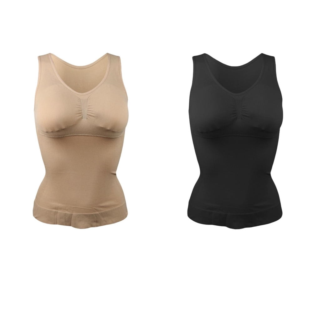 Women Power Mesh Padded Lace Camisole Tank Top Tummy Control Slimming Shapewear