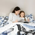 thumbnail image 4 of jejeloiu Flying Animal Butterflies 7 Pieces Bedding Comforter Set,Ink Painting Aesthetic Full Bedding Set,White Gray Blue Fitted Sheet Flat Sheet For Girls,Breathable Home Decor Reversible, 4 of 8