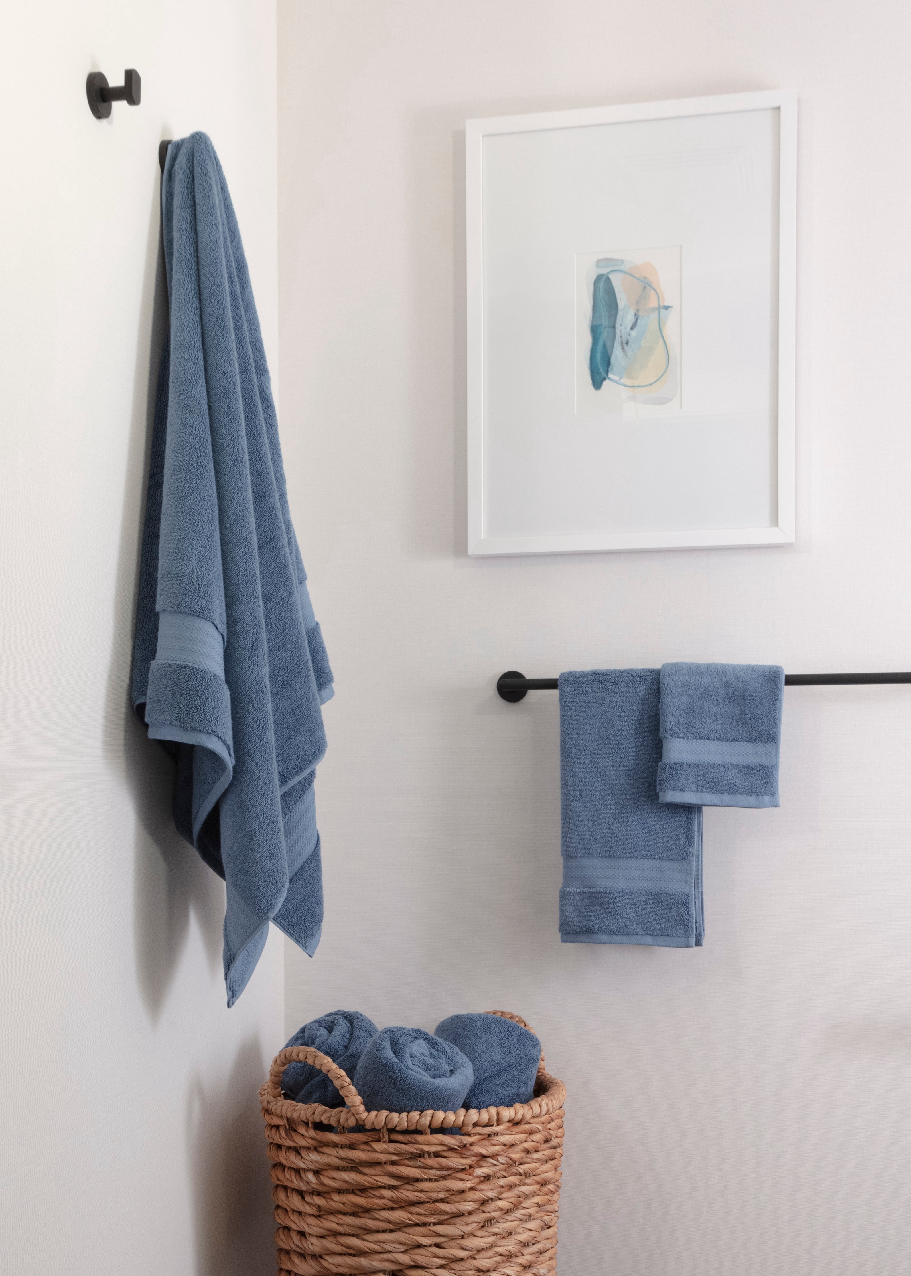 Fabdreams 100% Organic Cotton GOTS Certified 700 GSM Bathroom Towel Set of 6, 2 Bath Towels 30 x 56, 2 Hand Towels 16 x 30, 2 Wash Cloths 13 x 13, Dark Blue