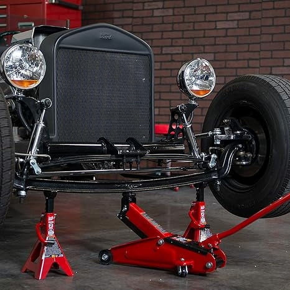 BIG RED T82001 Torin Hydraulic Trolley Service/Floor Jack Combo with 2 Jack Stands, 2 Ton (4,000 lb) Capacity, Red