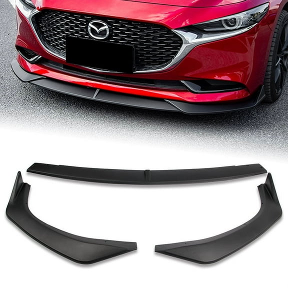 For 2019-2023 Mazda 3 Mazda3 Matt Black Front Bumper Body Kit Spoiler Lip 3pcs