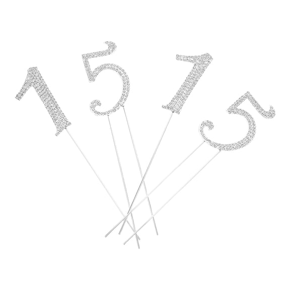 OUNONA Silver Rhinestone Number Toppers Metal for Special Events 2Sets