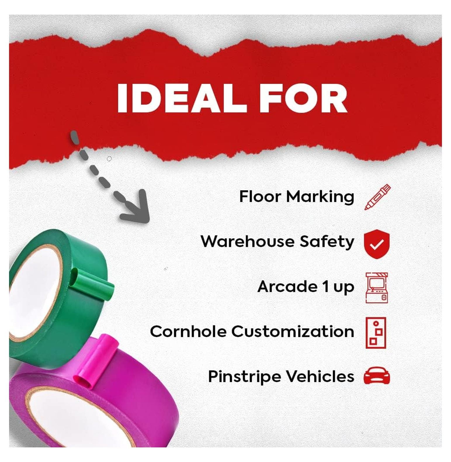 MAT Vinyl Marking Tape Black - 6 inch x 36 yds. for Safety Floor Marking (School Gym, Restaurants, Warehouse), Dance Floor Splicing, Pinstriping Cars & Boats