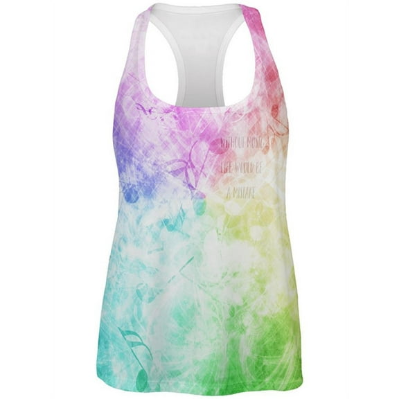 Without Music Life Would Be A Mistake All Over Womens Work Out Tank Top Multi X-LG