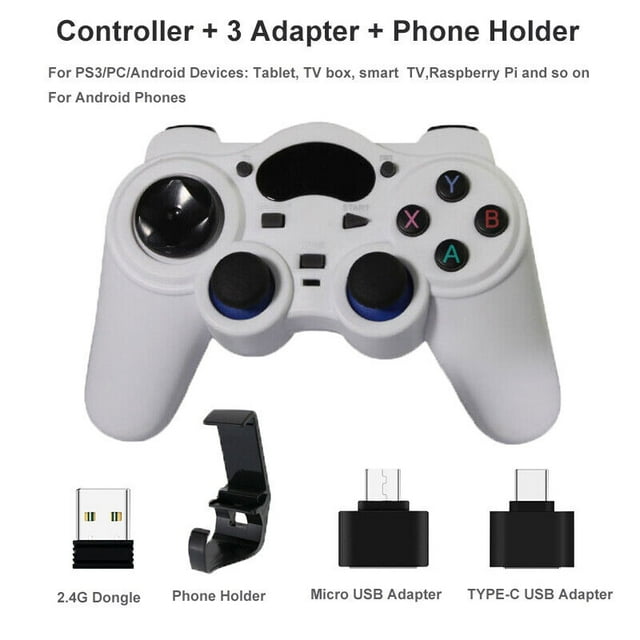 Para PS3 PC TV Box Android 2.4G Controlador de juegos inalámbrico Gamepad Controlador de joystick, Blanco