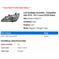 thumbnail image 2 of Left Headlight Assembly - Compatible with 2010 - 2011 ES350 Sedan, 2 of 2