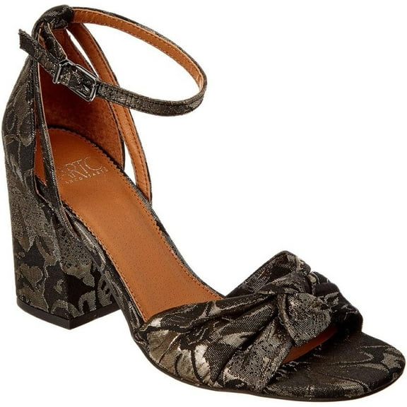 Franco Sarto Women's Edana Knotted Block Heel Sandal Black Floral 8M