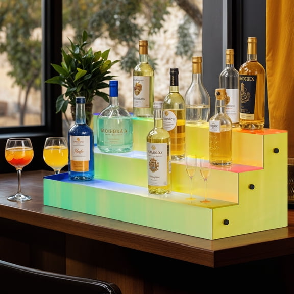 DEXTRUS 3 Tier 30-Inch Lighted Bar Shelves with Dazzling Panel RF Remote & App Control