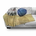 thumbnail image 3 of Bowling Party Soft Flannel Fleece Throw Blanket, Vivid Objects Ball and Pins on a Parquet Floor Print Party Set, Cozy Plush for Indoor and Outdoor Use, 70" x 90", Blue Pale Brown White, by Ambesonne, 3 of 6