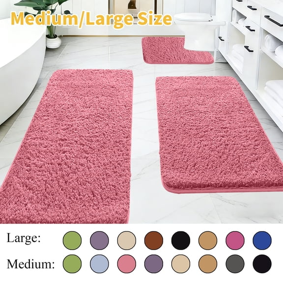 Dmlowu 3 Piece Bathroom Rugs Set, Extra Thick Plush Bath Mat Non Slip, Soft Absorbent Washable Rugs for Bathroom Laundry Room Floor, 15.7" x 31.4"