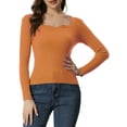 thumbnail image 1 of INSPIRE CHIC Chandail pour Femmes Ajusté à Manches Longues Col Cœur Tricoté TP Orange, 1 of 5