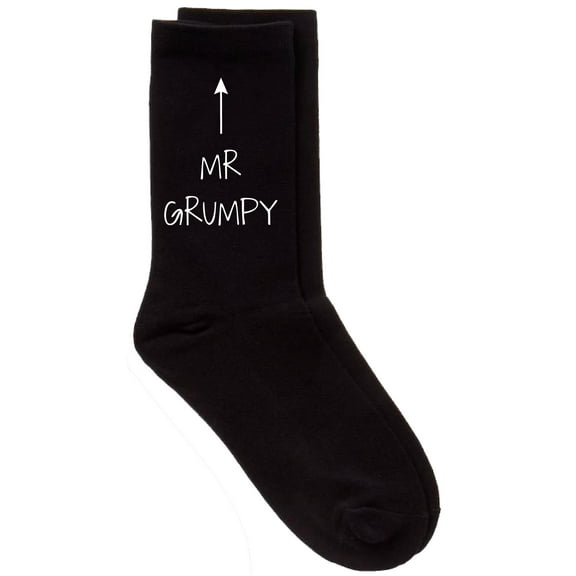 Mens Mr Grumpy Black Calf Socks Fathers Day Dad Husband Boyfriend Uncle Grandpa Grandad Present