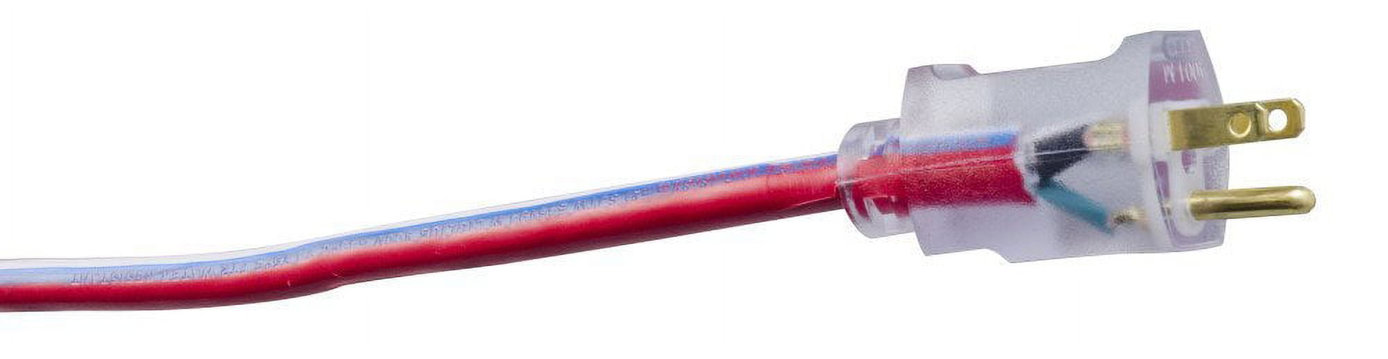 Southwire 2549SWUSA1 12/3 100' Red, White, Blue Contractor Grade Extension Cord with Lighted End