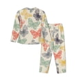 thumbnail image 2 of Goofa Butterfly Printed Women’s 2 Piece Pajama Set Super,Pajamas Women's Long Sleeve Sleepwear Soft Button Down Loungewear Pjs Lounge Set Nightwear-X-Large, 2 of 9