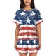thumbnail image 1 of Balery USA Colors Stripes1 Conjunto de Pijama para Mujer con Estampado, Dos Piezas de Manga Corta y Shorts, Ropa de Dormir Suave con Cuello Redondo y Bolsillos-4X-Large, 1 of 6