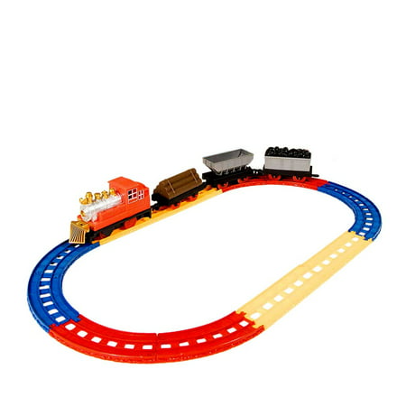 Juvale Railroad Train Set - 12-Piece Railway Train Track and Car Playset, and Educational Toy for Kids, Oval Train Track, Best Gift for Children, 22 x 12