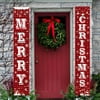 Merry Christmas Banner Porch Sign Buffalo Plaid Christmas Porch Sign Hanging Xmas Decorations for Home Indoor Outdoor Wall Front Door Apartment Party