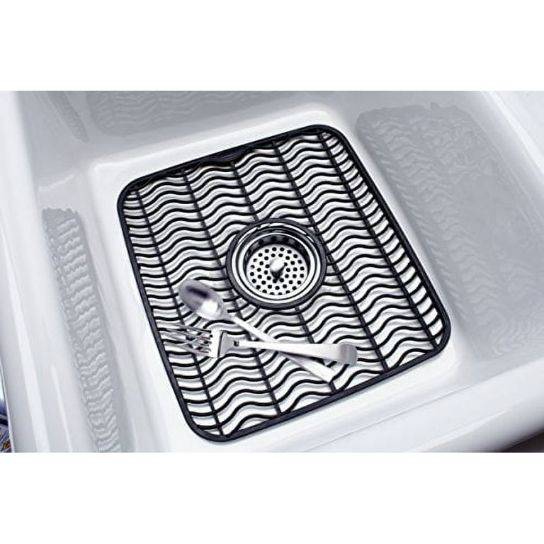 Black Kitchen Sink Mat Clean& Dry Countertops Soft Microfiber Nonslip  Rubber Pet Grooming Dog Bath Counter Surface Protector 